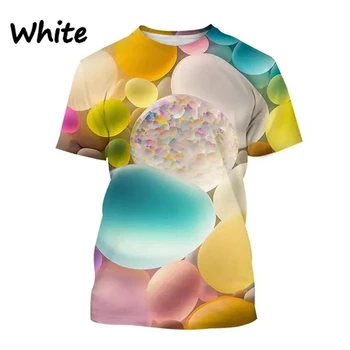 Новые футболки с 3D-принтом Stone Crystal, футболки с принтом Cobblestone Gemstone Jade Для мужчин и женщин, повседневные топы с короткими рукавами, футболки