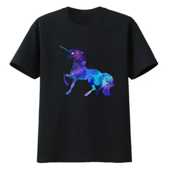 Хлопковые футболки Unicorn Space Star с Мультяшным Принтом в стиле Единорога, Крутая Футболка Y2k с коротким рукавом, Мужская Одежда с Рисунком Camisa Hipster